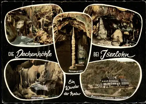 Grüne-Iserlohn Mehrbildkarte Dechenhöhle u. Bahnhofs-Gaststätte 1960