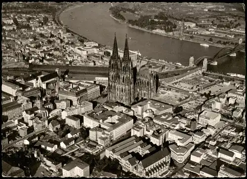 Ansichtskarte Köln Luftbild Bahnhof, Messegelände 1965