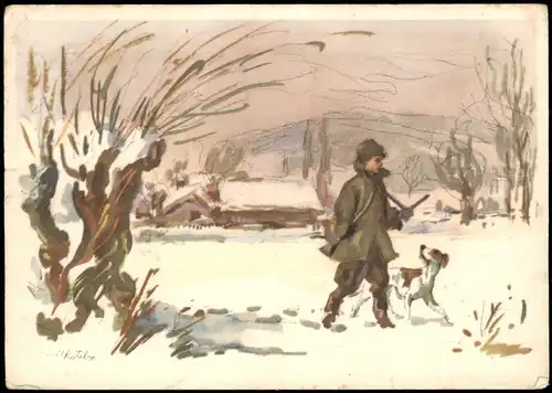 RADOSTNÉ VÁNOCE A ŠŤASTNÝ NOVÝ ROK Jäger Winterlandschaft 1958