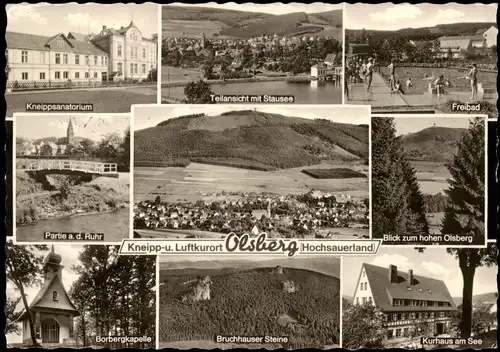 Ansichtskarte Olsberg Freibad, Bruchhauser Steine, Kurhaus 1968