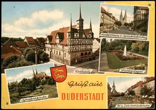 Ansichtskarte Duderstadt Marktstraße, Rathaus, Wallanlagen 1966