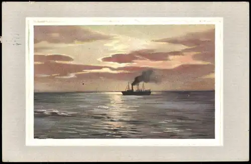 Schiffe/Schifffahrt - Dampfer - Stimmungsbild, Photochromie 1912 Passepartout