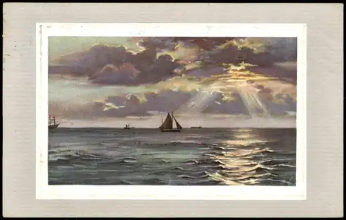 Segelschiffe/Segelboote - Stimmungsbild, Photochromie 1912  gel. Stempel Pola
