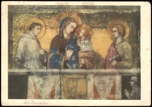 Cartoline Assisi La Madonna col Figlio, San Francesco e San Giovanni 1955