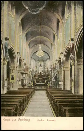 Ansichtskarte Arenberg-Koblenz Kirche. Inneres 1912