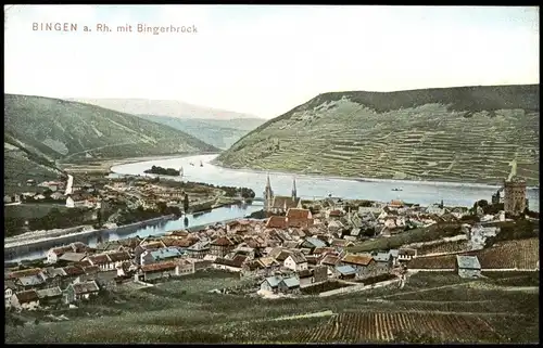 Ansichtskarte Bingerbrück-Bingen am Rhein Blick über die Stadt 1906