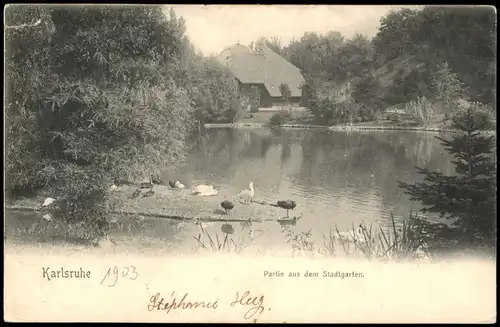 Ansichtskarte Karlsruhe Stadtgarten, Haus 1903