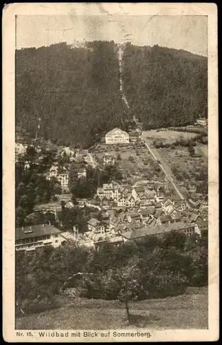 Ansichtskarte Bad Wildbad mit Blick auf Sommerberg und Bergbahn 1928