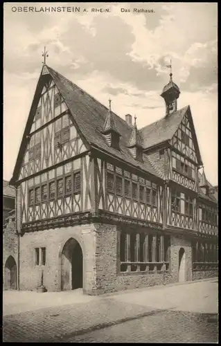 Ansichtskarte Oberlahnstein-Lahnstein Partie am Rathaus 1919