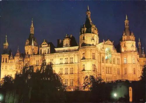 Ansichtskarte Schwerin Schweriner Schloss bei Nacht 1981