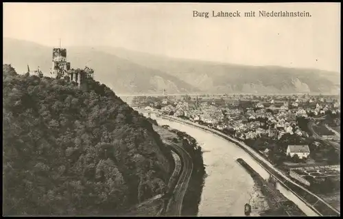 Ansichtskarte Lahnstein Burg Lahneck mit Niederlahnstein. 1908