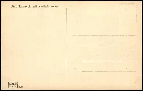 Ansichtskarte Lahnstein Burg Lahneck mit Niederlahnstein. 1908