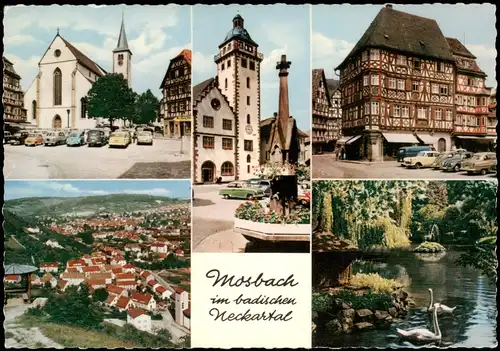 Mosbach (Baden) Mehrbildkarte der Stadt im badischen Neckartal 1963