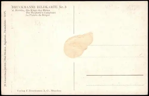 A. Böcklin Die Klage des Hirten Künstlerkarte: Gemälde / Kunstwerke 1912