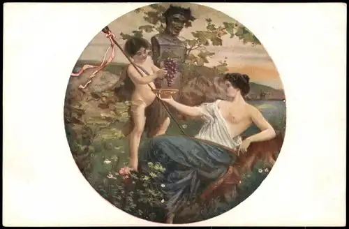 Erotik Gemälde AK E. Czech: Чехъ: Herbst. Podzim. L'automne. Осень. 1912