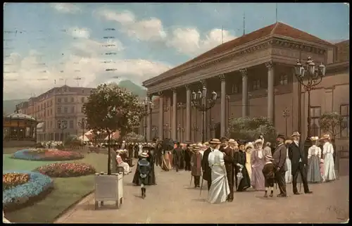 Ansichtskarte Baden-Baden Das Konversationshaus - feine Herrschaften 1915