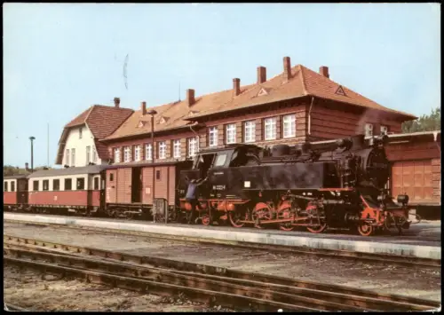 Ansichtskarte Kühlungsborn Bahnhof, Dampflokomotive Bäderbahn 1980