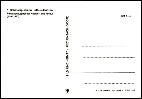 Putbus Schmalspurbahn Putbus-Göhren, Personenzug bei der Ausfahrt 1982