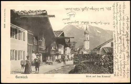Ansichtskarte Garmisch-Partenkirchen Kramer, Straßenpartie 1905
