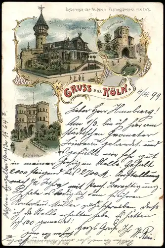 Ansichtskarte Köln Hahnentor, etc - Überreste des Festungswerkes 1899