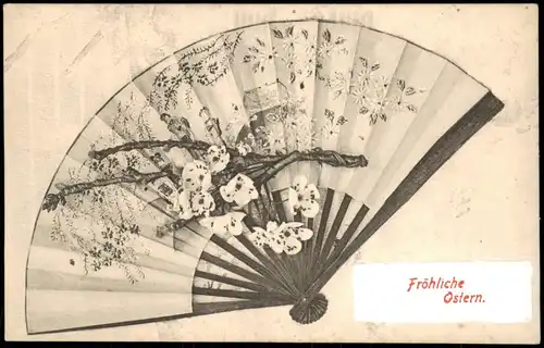 Ansichtskarte  Glückwunsch Ostern / Easter japanischer Fächer 1908