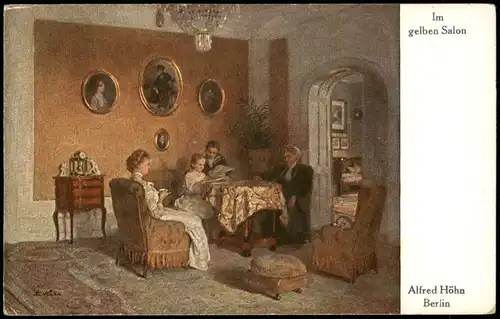Alfred Höhn Berlin Im gelben Salon Künstlerkarte: Gemälde / Kunstwerke 1913