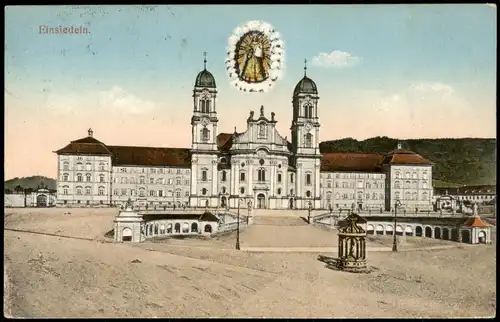 Ansichtskarte Einsiedeln Kloster darüber Maria 1926