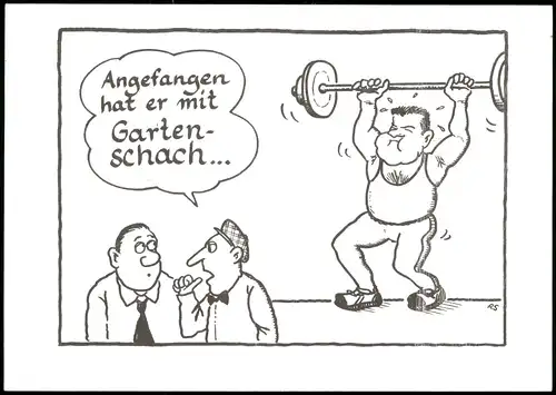 Schach Spiel Motiv-AK "Angefangen hat er mit Garten-Schach" 1980