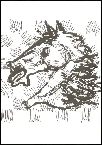 Schach-Spiel Motiv-AK Illustration mit Pferde-Kopf, Pferd Spielfigur 1980
