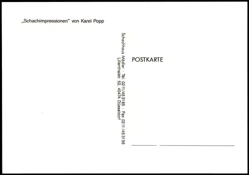 Schach-Spiel Motiv-AK Illustration mit Pferde-Kopf, Pferd Spielfigur 1980