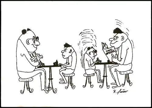 Ansichtskarte  Schach-Spiel Motiv-AK Illustration ungleiche Spieler 2004