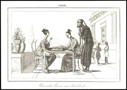 Chinesische Frauen am Schachbrett Schach-Spiel Chess-Game Motiv-AK 1990