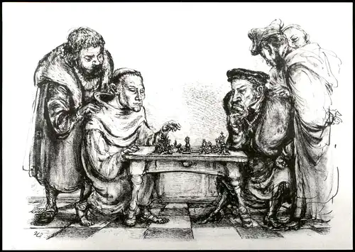 Schach-Spiel Chess-Game Motiv-AK Künstlerische Darstellung 2002