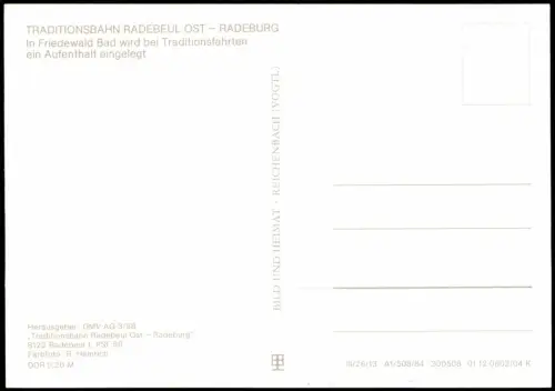 Ansichtskarte Friedewald-Moritzburg Traditionsbahn Radebeul Ost-Radeburg 1984