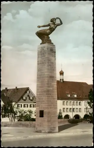 Ansichtskarte Freudenstadt Denkmal - Straße, colorierte Fotokarte 1962