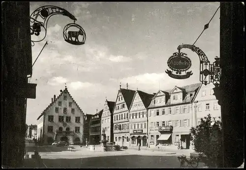 Ansichtskarte Bad Mergentheim Rathaus mit Milchlingsbrunnen 1959