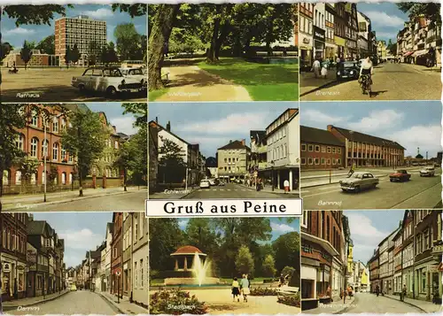 Ansichtskarte Peine Mehrbild-AK mit Bahnhof, Strassen & Plätzen 1975