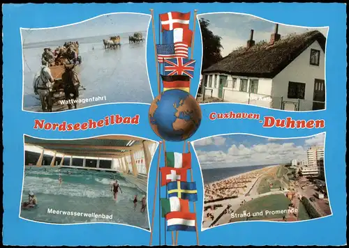 Duhnen-Cuxhaven Mehrbildkarte mit Wattwagenfahrt Alte Kate uvm. 1980