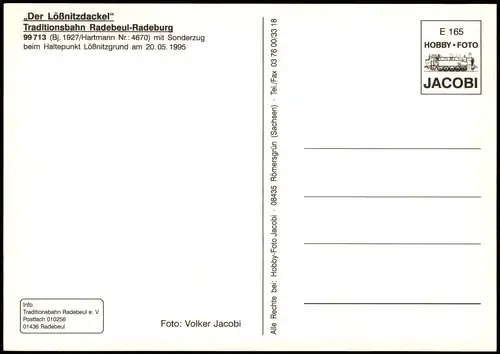 Eisenbahn Traditionsbahn Radebeul-Radeburg im Lößnitzgrund "Lößnitzdackel" 1995