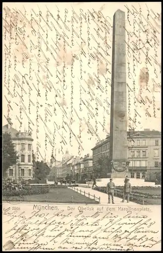 Ansichtskarte München Karolinenplatz, Obelisk 1904