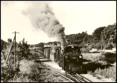 Ansichtskarte  Schmalspurbahn Putbus Göhren Bäderzug bei Putbus 1977