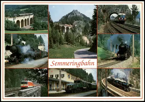 Mehrbildkarte der Semmeringbahn u.a. Krauseltunnel Kalte Rinne Viadukt 1990