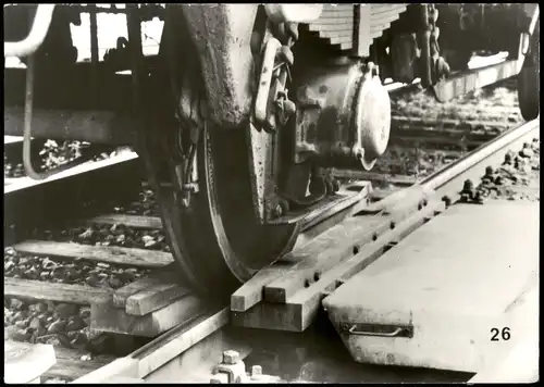 Eisenbahn Sammelkarte: Dreikraftbremse gefertigt im Raw DSF Görlitz 1990