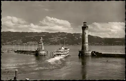 Ansichtskarte Lindau (Bodensee) Hafen Bodensee Schiff a.d. Hafenausfahrt 1979