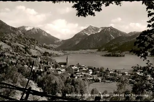 Schliersee Ortspanorama mit Brecherspitze (1684 m) und Jägerkamp 1957