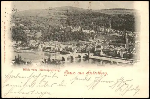 Ansichtskarte Heidelberg Blick auf die Stadt 1899