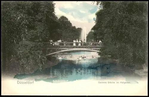 Ansichtskarte Düsseldorf Goldene Brücke im Hofgarten 1909