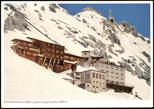 Grainau Schneefernerhaus (2650 m) gegen Zugspitzgipfel (2966 m) 1970