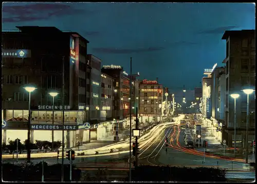 Ansichtskarte Mannheim Planken am Abend bzw. bei Nacht 1960