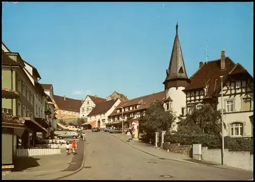 Ansichtskarte Stockach Ortsansicht; Straßen Partie mit Litfaßsäule 1980